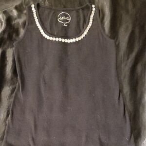 INC International Concepts Black Tank with Beaded Neckline